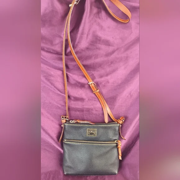 Dooney & Bourke Black Crossbody Bag with Tan Accents - Picture 1 of 14